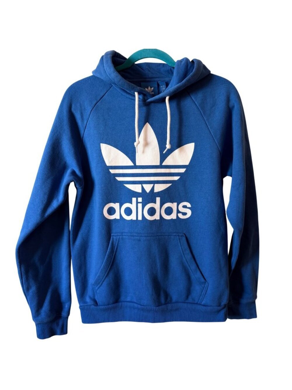 Adidas Originals Blue Trefoil Logo Pullover Hoodie Mens Size S